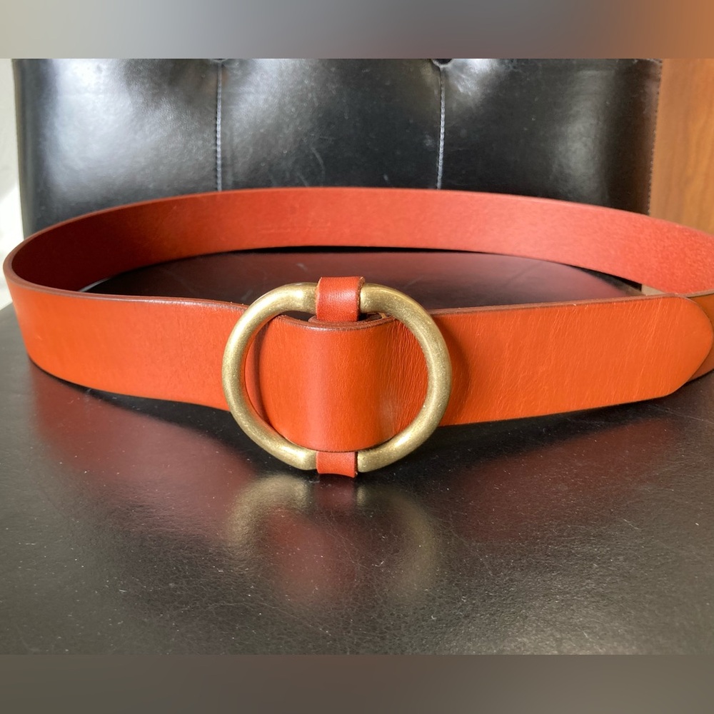 Cabi Holeless Sienna Brown Leather Belt Size Med